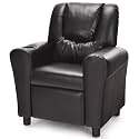 Kids Chair Leather Recliner Sofa w/Cup Holder, Anti-Slip Feet, Adjustable Backrest &amp; Footrest for Kids/Children/Toddlers, 3+ Age Group, Up to 155lbs, Brown