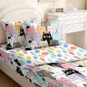 Kids Comforter SetZipper Bedding Twin for GirlsCats