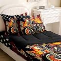 Kids Comforter SetZipper Bedding Twin for TeenMotorcycle