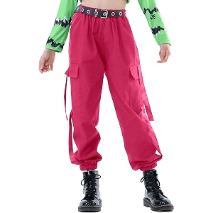 kids cotton jogger cargo pants for boys girls loose street hip hop dance