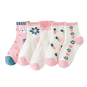 kids cotton socks pack of 5 cartoon designs ages 3-5 years unisex