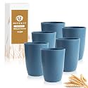 Kids Cups Set of 6, Plastic Drinking Glasses 12 OZ - Blue