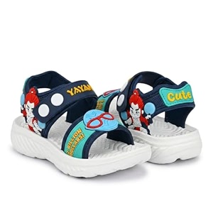 kids cute cartoon summer sandals  premium anti-slip casual footwear for toddlers baby boys amp girls  lightweight eva soft cushioned sole flat shoes with secure adjustable ankle strap button closure for all-day outdoor play and beach comfort