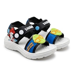 kids cute cartoon summer sandals  premium anti-slip casual footwear for toddlers baby boys amp girls  lightweight eva soft cushioned sole flat shoes with secure adjustable ankle strap button closure for all-day outdoor play and beach comfort