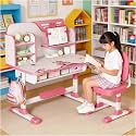 Kids Desk and Chair Set for 3-12, Adjustable Height Study Table Chair with Storage Drawers, Bookstand, Widened Desktop, Ergonomic Desk Chairs for Boys Girls (Pink1)
