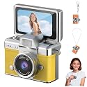 Kids Digital Camera, Mini Digital Camera with 1.47 in LCD Screen, 1080P HD Video Mini Retro Camera with Built-in Flash, 64GB Memory, Wide Angle Lens, Portable Keychain Camera for Travel (Yellow)