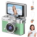 Kids Digital Camera, Mini Digital Camera with 1.47 in LCD Screen, 1080P HD Video Mini Retro Camera with Built-in Flash, 64GB Memory, Wide Angle Lens, Portable Keychain Camera for Travel (Green)