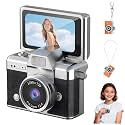 Kids Digital Camera, Mini Digital Camera with 1.47 in LCD Screen, 1080P HD Video Mini Retro Camera with Built-in Flash, 64GB Memory, Wide Angle Lens, Portable Keychain Camera for Travel (Black)