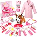 Kids Doctors Play Set Pretend Dress Up Costume for 2+ Year Olds Girls