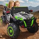 Wishmaster Kids Electric Ride On Driving Jeep 4x4 Battery Operated Toy Vehicle | 4 + 1 Motor | Manual Drive + Remote Control + Mobile App (with 1 Year Warranty, Grey/Green)