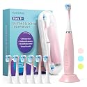 Kids Electric Toothbrushes Toddlers Rechargeable, 6 Heads, Ages 2-12, Pink