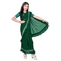 Kids Ethnic Wine Saree for Girls with Unstitched Blouse | Floral Embroidered Ready to Wear Saree | Lightweight Traditional Dress for Festive