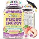 Kids Focus Gummies - Brain Supplements with Vegan Omega 3 DHA, Phosphatidylserine, L-Theanine, L-Tyrosine, Methylated B6 & B12 for Kids & Teen Support Attention, Memory, Nootropic, Sugar Free 60cts