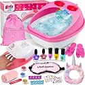 Kids Foot Spa & Nail Kit Set, Kids Spa Day Kit for Girls, Massage Foot Soak Tub and Nail Dryer, Toys Manicure Pedicure Art Salon Girl Gift for 5 6 7 8-12, Christmas Birthday Gifts