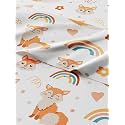 Kids Full Size Bed Sheet Set - 4 Piece Kids Loft Bed Sheets - Fox Forest Animal Themed Bedding - Soft - Breathable &amp; Machine Washable - Rainbow Flower Hearts Bed Set for Boys, Girls, Teens &amp; Toddlers