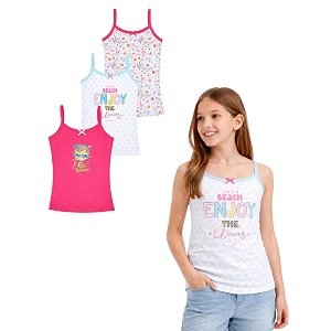 kids girl39s regular fit vest  100 cotton skin friendly  lightweight  sleeveless design  pack of 3 print color amp print may vary