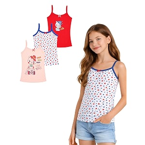kids girl39s regular fit vest  100 cotton skin friendly  lightweight  sleeveless design  pack of 3 print color amp print may vary