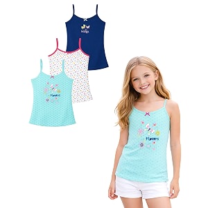 kids girl39s regular fit vest  100 cotton skin friendly  lightweight  sleeveless design  pack of 3 print color amp print may vary