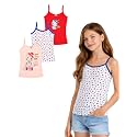 Kids Girl's Regular Fit Vest | 100% Cotton| Skin Friendly | Lightweight | Sleeveless Design | Pack of 3 Print (Color &amp; Print May Vary)