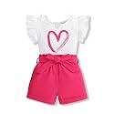Kids Girl Clothes Heart Print Short Sleeve