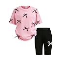 Kids Girl Clothes Heart Print Short Sleeve