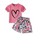 Kids Girl Clothes Heart Print Short Sleeve