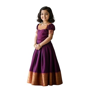 Kids Girl Ethnic Silk Pattu Lehenga Choli