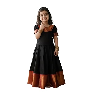 Kids Girl Ethnic Silk Pattu Lehenga Choli