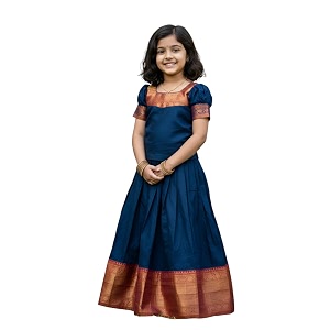 Kids Girl Ethnic Silk Pattu Lehenga Choli