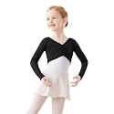 Kids Girls Ballet Wrap Tops Long Sleeve Crop Dance Sweaters for Leotards
