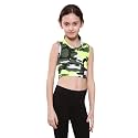 Kids Girls Neon Fluorescent Vest Crop Tops T-Shirt Tee Top Dance Wear Gymnastic Fancy Dress Age 5-14 Years