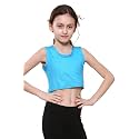 Kids Girls Neon Fluorescent Vest Crop Tops T-Shirt Tee Top Dance Wear Gymnastic Fancy Dress Age 5-14 Years