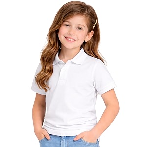 kids girls polo t-shirt  half sleeves  100 organic cotton rich bio-wash fabric  ultra soft amp breathable  regular fit  plain solid color casual wear amp school uniform