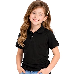 kids girls polo t-shirt  half sleeves  100 organic cotton rich bio-wash fabric  ultra soft amp breathable  regular fit  plain solid color casual wear amp school uniform