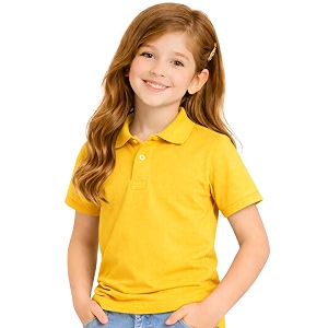 kids girls polo t-shirt  half sleeves  100 organic cotton rich bio-wash fabric  ultra soft amp breathable  regular fit  plain solid color casual wear amp school uniform