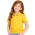 Kids Girls Polo T-Shirt | Half Sleeves | 100% Organic Cotton Rich Bio-Wash Fabric | Ultra Soft & Breathable | Regular Fit | Plain Solid Color Casual Wear & School Uniform