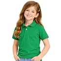 Kids Girls Polo T-Shirt | Half Sleeves | 100% Organic Cotton Rich Bio-Wash Fabric | Ultra Soft & Breathable | Regular Fit | Plain Solid Color Casual Wear & School Uniform