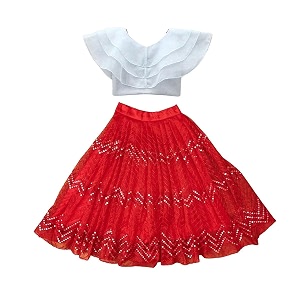 Kids Girls Roll Up Sleevee Crop Top