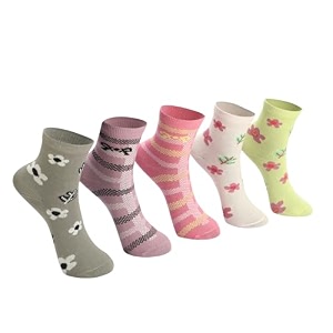 kids girls socks  comfortable amp soft printed cotton baby socks for girls - multicolor pack of 5 pairs