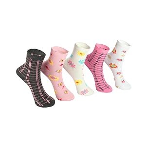 kids girls socks  soft cotton comfortable multicolor printed socks for girls - pack of 5 pairs