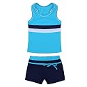 Kids Girls Two-Piece Swimsuits Sleeveless Swim Tops with Boyshorts Athletic Tankini Outfit Set Swimwear