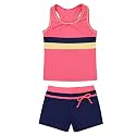 Kids Girls Two-Piece Swimsuits Sleeveless Swim Tops with Boyshorts Athletic Tankini Outfit Set Swimwear