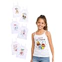 Kids Girls White Dori Neck Sleeveless Printed Vest Pack of 6