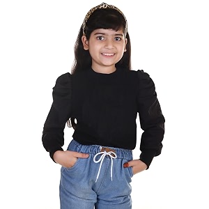 Kids Graphic Print Top with Puff Sleeves