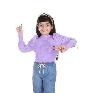 Kids Graphic Print Top with Puff Sleeves