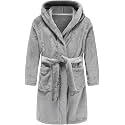 Kids Hooded Bathrobe Girls Soft Plush Hooded Flannel Pajamas Sleepwear Boys Spa Robe