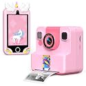 Kids Instant Print Camera + Kids Smart Phone Toy Bundle, 1080P Camera with 32GB & 2 Rolls Paper + 3.5" Touchscreen Toy Phone with Dual Cameras, Learning Games, Music, Gifts for Boys & Girls Ages 3–12