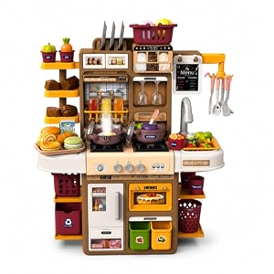 kids kitchen set with music recording toggle mist amp stir fry sound cyclic water system cooking accessories pretend play toy 55 pcs