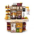 Kids Kitchen Set with Music, Recording Toggle, Mist & Stir Fry Sound, Cyclic Water System, Cooking Accessories, Pretend Play Toy (55 pcs)