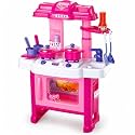 4 in 1 Kids Fast Food Shop Cart, 59 PCS Pretend Play Set with Accessories
